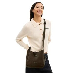 Coach Hadley Bag Suede Crossbody Army Green CC043 Womens Messenger Bag NEW